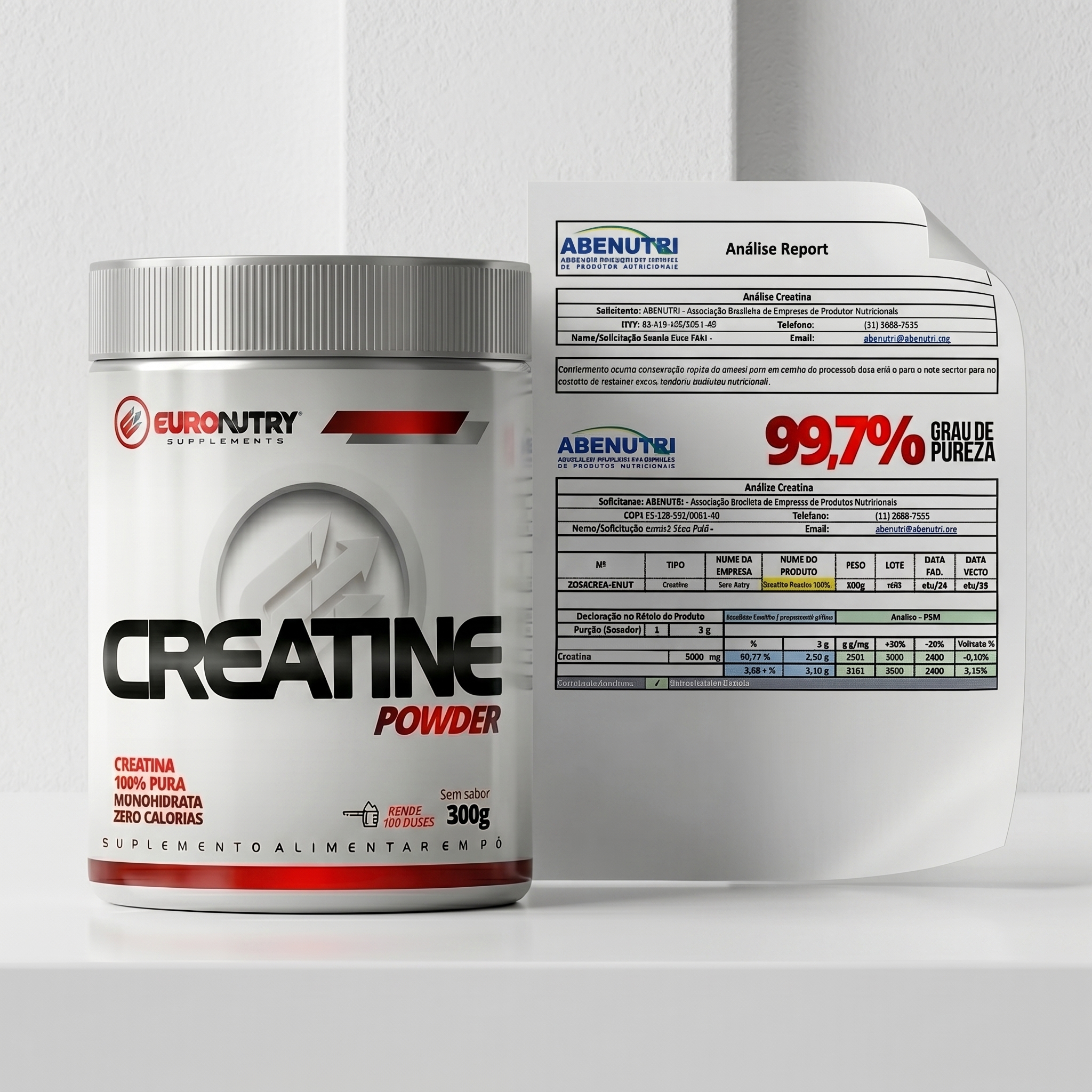 Creatina Euronutry com destaque de pureza